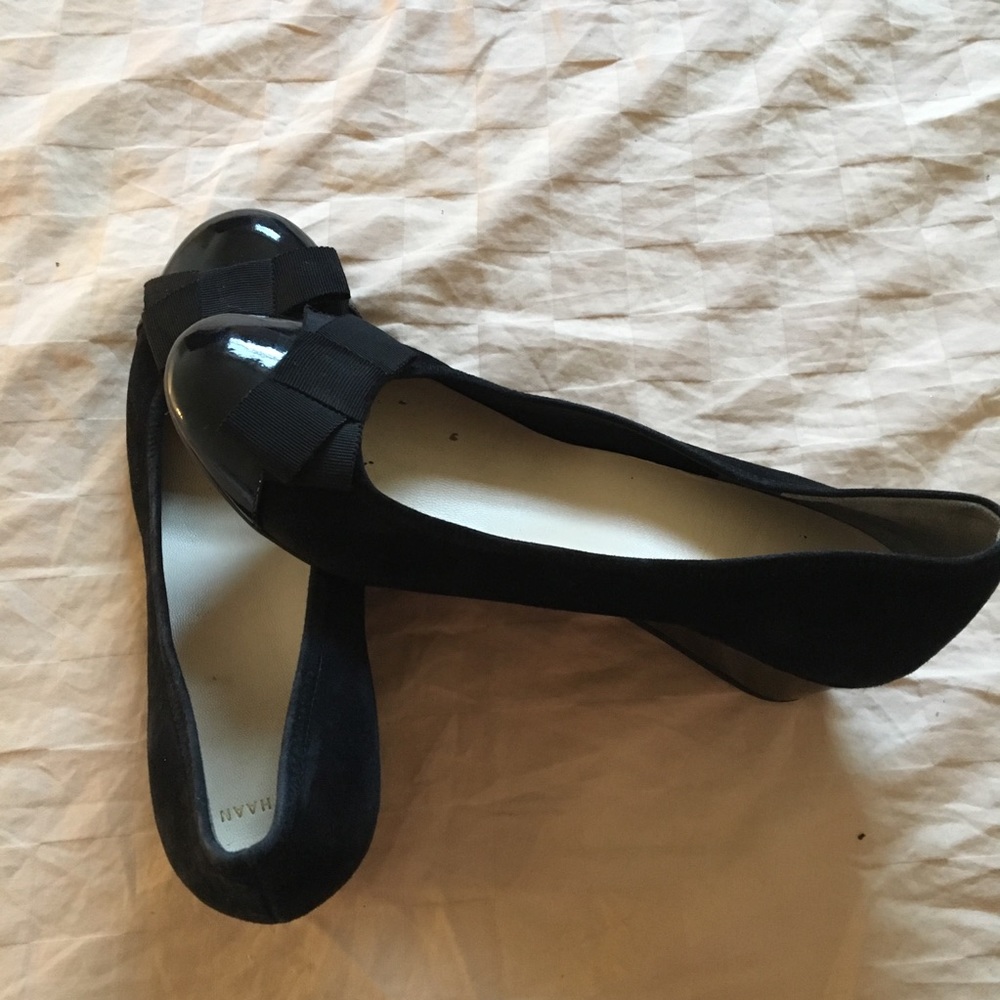 Cole Haan Nike Air blk suede/patent wedge shoes